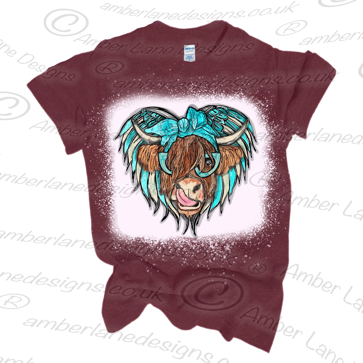 Angel Highland Cow bandana and glasses  PNG | Hand Drawn | Sublimation PNG |  tumbler wrap