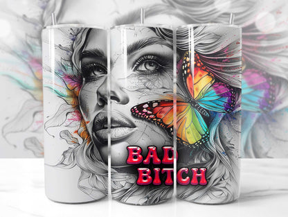 Bad Bitch, Hippie badass bitch Tumbler Wrap 20oz SKINNY TUMBLER wrap- not seamless