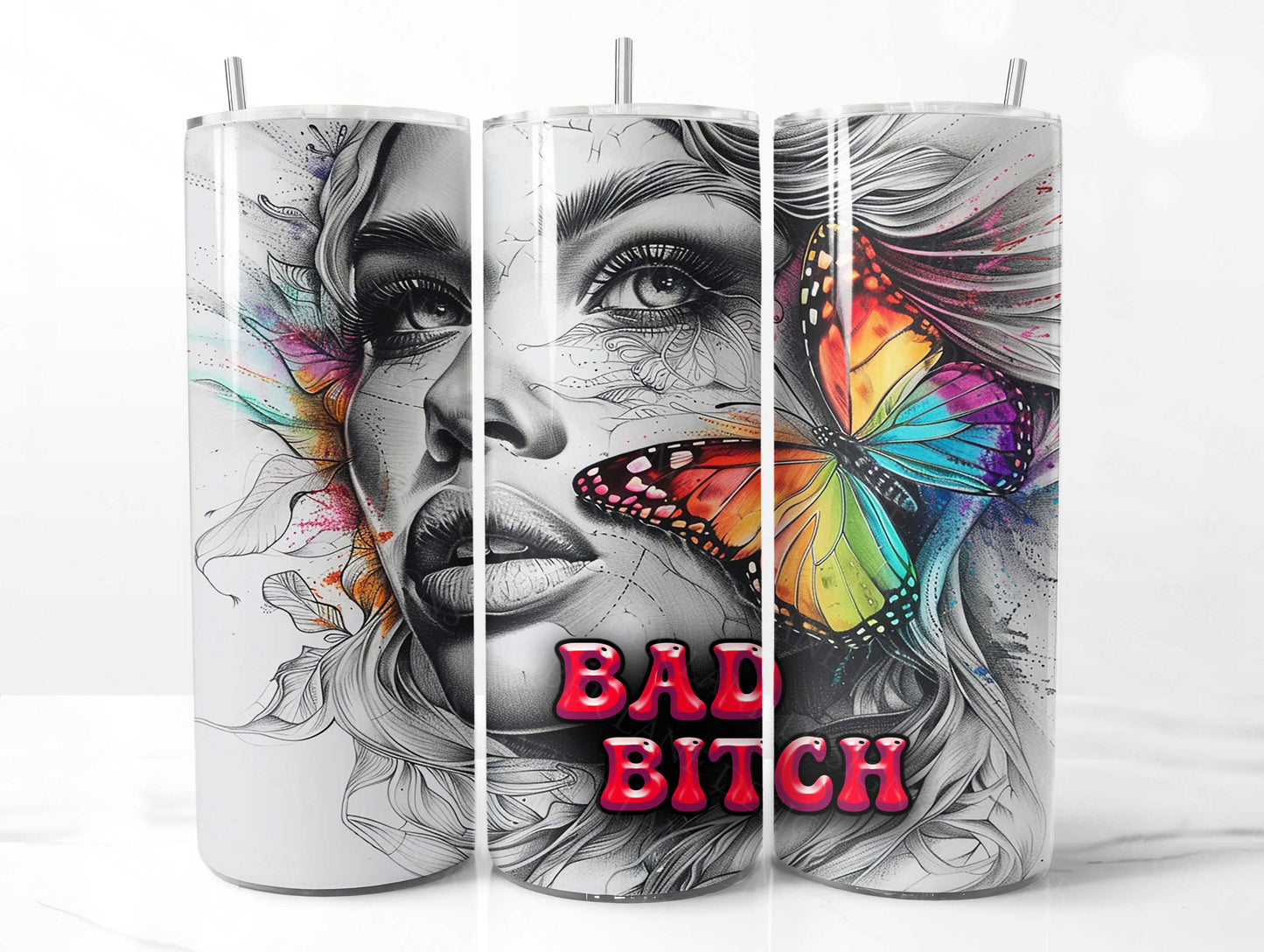 Bad Bitch, Hippie badass bitch Tumbler Wrap 20oz SKINNY TUMBLER wrap- not seamless