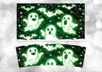 Kawaii Green Ghosts 40oz TUMBLER Two Piece tumbler sublimation wrap png digital files