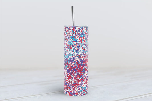 USA red white and blue paint splatter 20oz SKINNY TUMBLER straight wrap 1 jpeg file