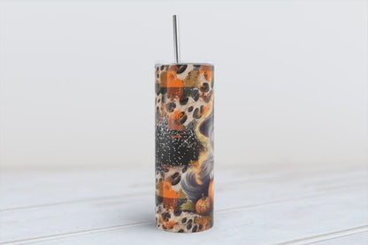 Cute Halloween kittten with Witches hat 20oz SKINNY TUMBLER wrap