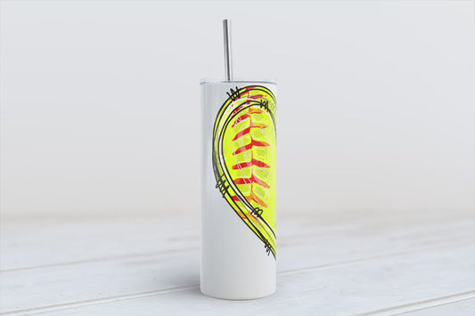 Heart softball Soccer Ball file only tumbler wrap