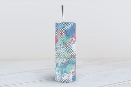 Red White and blue USA checks Alcohol ink tumbler 20oz SKINNY TUMBLER straight wrap 1 jpeg file