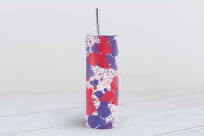 Usa 4th July colors paint splats tumber 20oz SKINNY TUMBLER straight wrap 1 jpeg file