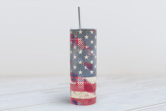 USA plaid american flag 20oz SKINNY TUMBLER straight wrap 1 jpeg file