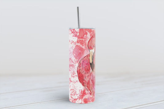 Pink Flamingo glitter 20oz SKINNY TUMBLER straight wrap 1 jpeg file