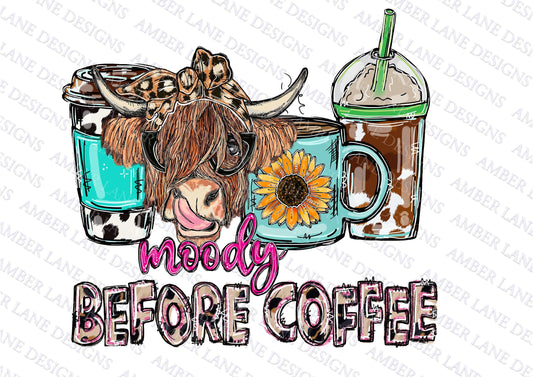 Moody Before Coffee Highland Cow Jersey Sunflower Cattle Hereford Hues Harmony: Caffeine Grazing Grounds American Frontier Wild West