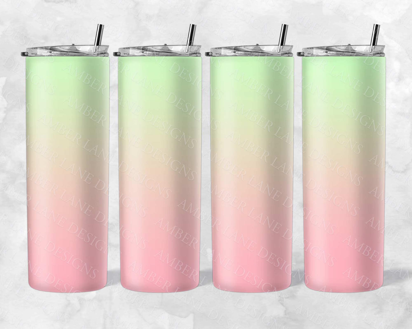 Pale watermelon gradient tumbler in  Pink and green 20oz SKINNY TUMBLER straight wrap 1 jpeg file