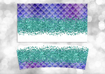 Mermaid Glitter 40oz TUMBLER Two Piece tumbler sublimation wrap png digital files