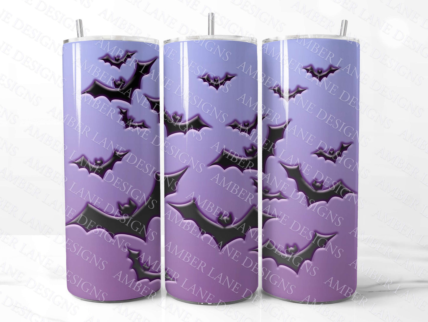 Bats with 3D puff texture 20oz SKINNY TUMBLER wrap